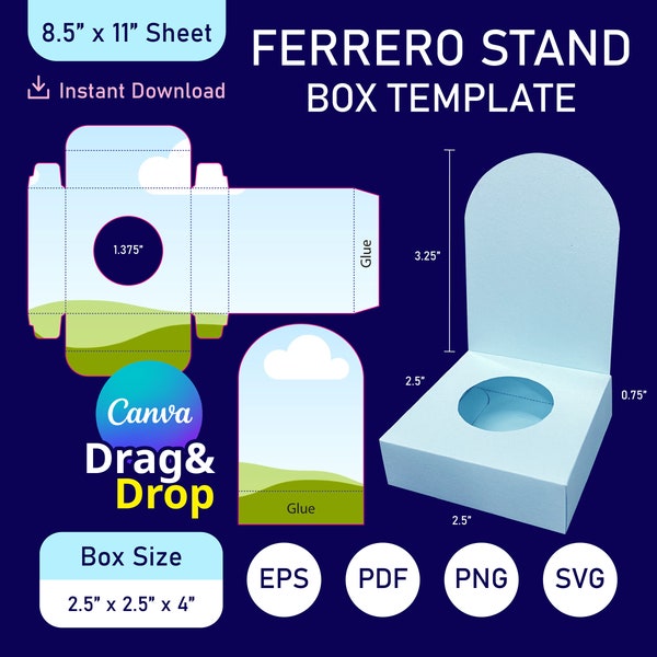 Chocolate Stand Box Template, Ferrero Stand, Box Packaging, Box SVG Template, Box Canva Template, Stand for Ferrero, Chocolate Stand