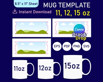 Modèle de tasse, modèle de tasse, sublimation de tasse, modèle de sublimation, modèle de tasse SVG, modèle de tasse en toile, modèle de conception de tasse