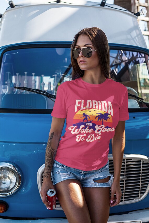 Florida Where Woke Goes to Die Shirt | Palm Tree Beach Florida Election Quote Shirt | Ron DeSantis 2024 for President