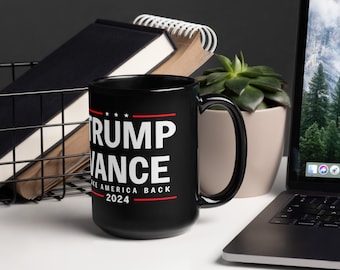 Trump Vance 2024 Mug: Election Day Office Decor, Black Ceramic Mug