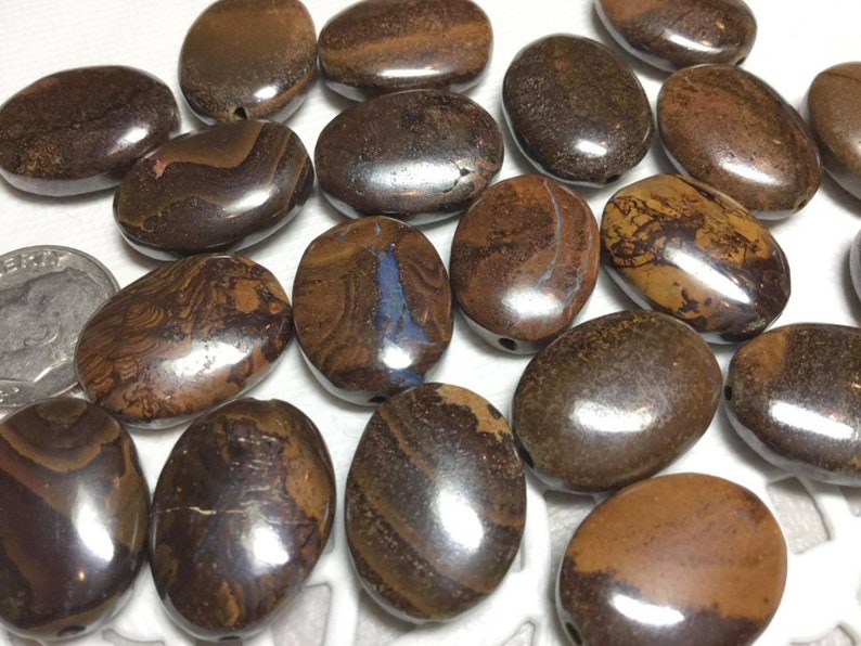 Sold Individually Random Selection Bling Beads blingbeads Natural Boulder Opal in Matrix 15x20mm Puffed Oval Beads