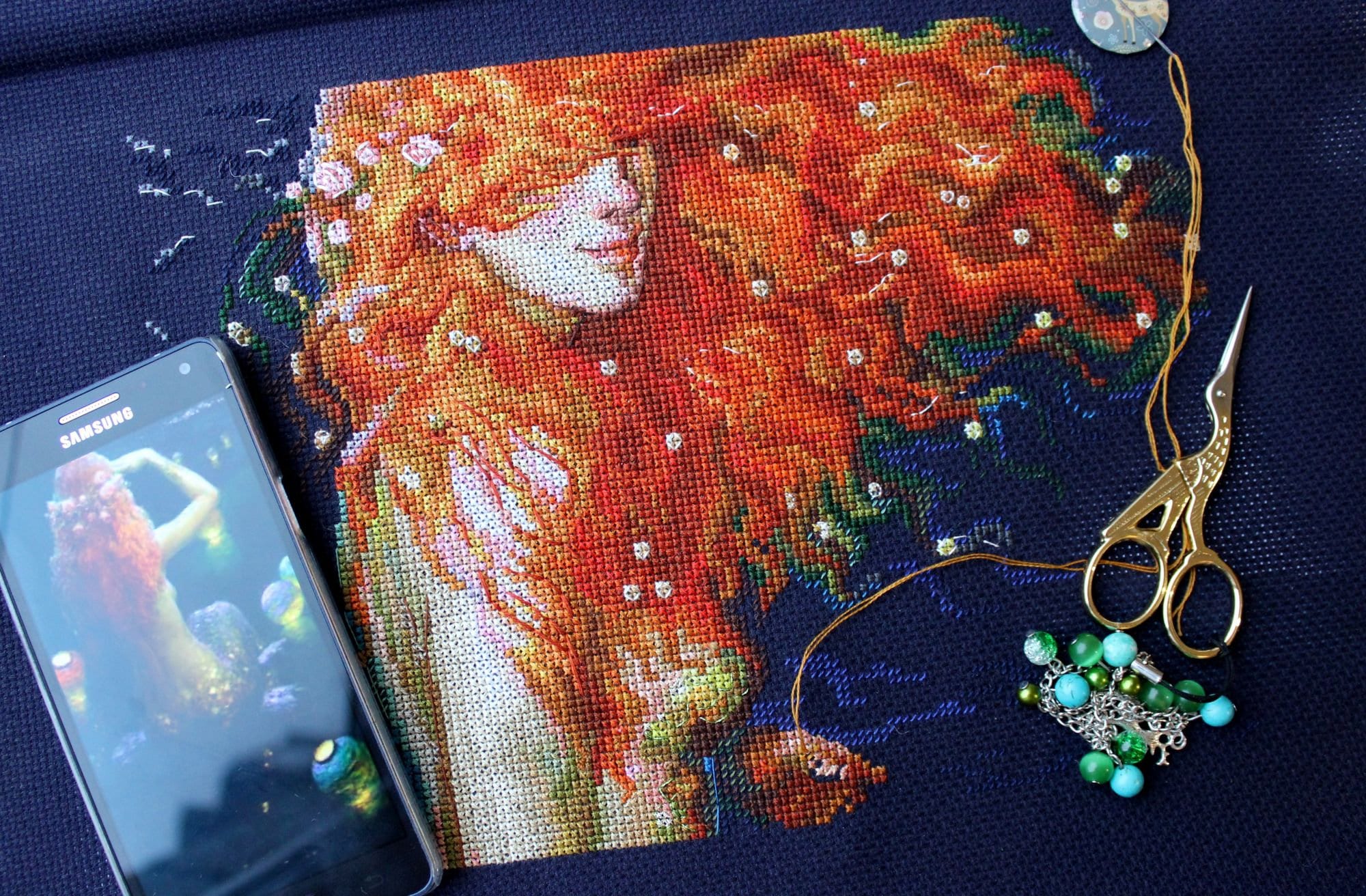 Counted Cross Stitch Kit RTO Red mermaid M596 | Etsy