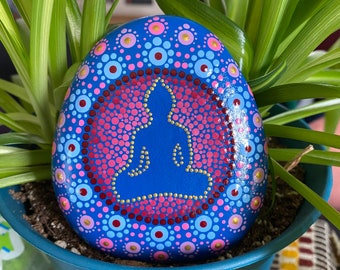 Buddha and Dot Mandala Rock, Mandala Stone, Thoughtful and Unique Gift, Meditation Stone, Home Decor