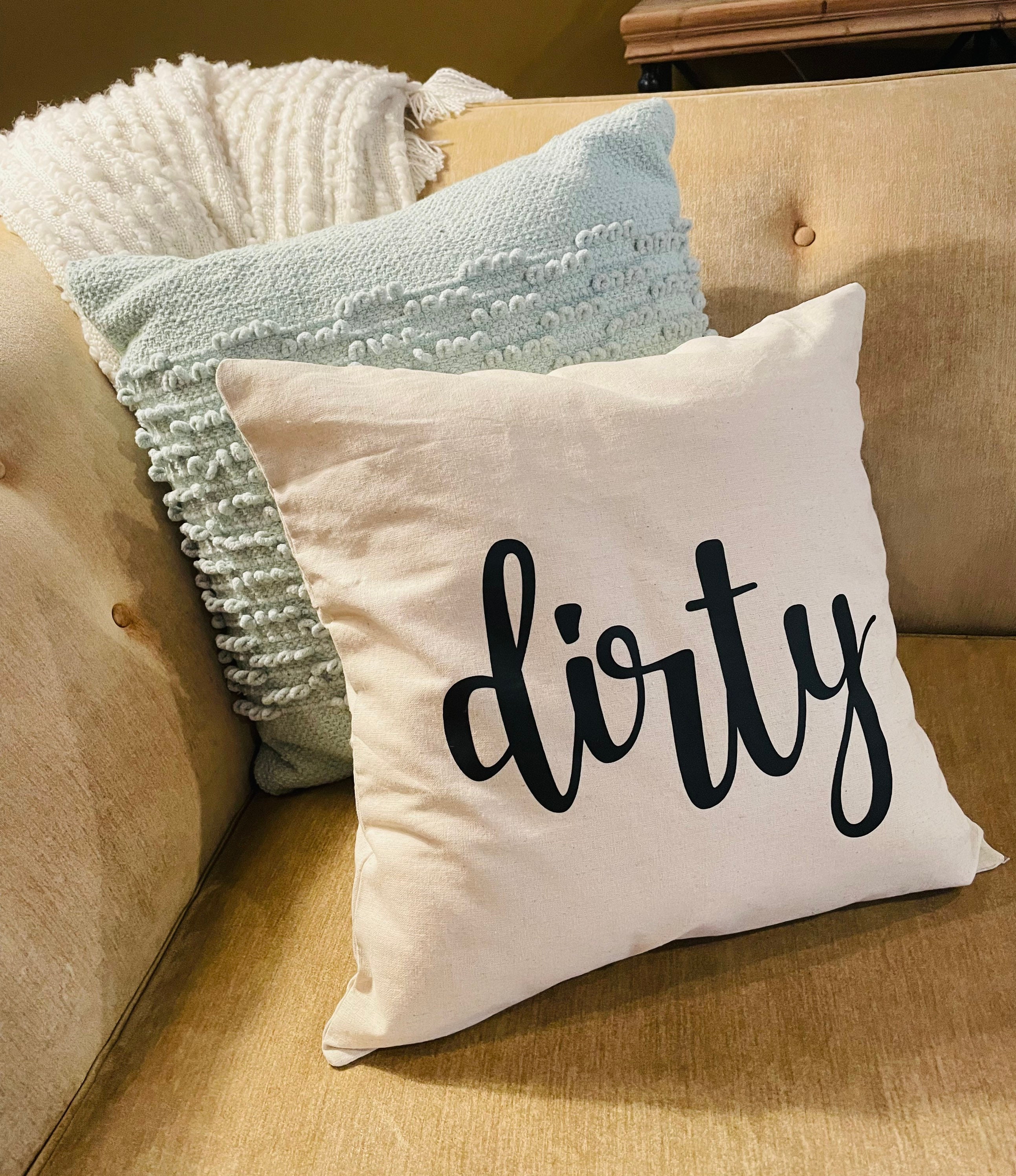 Dirty Pillows 18 inch Square Cotton Throw Pillow Cover Punny Etsy