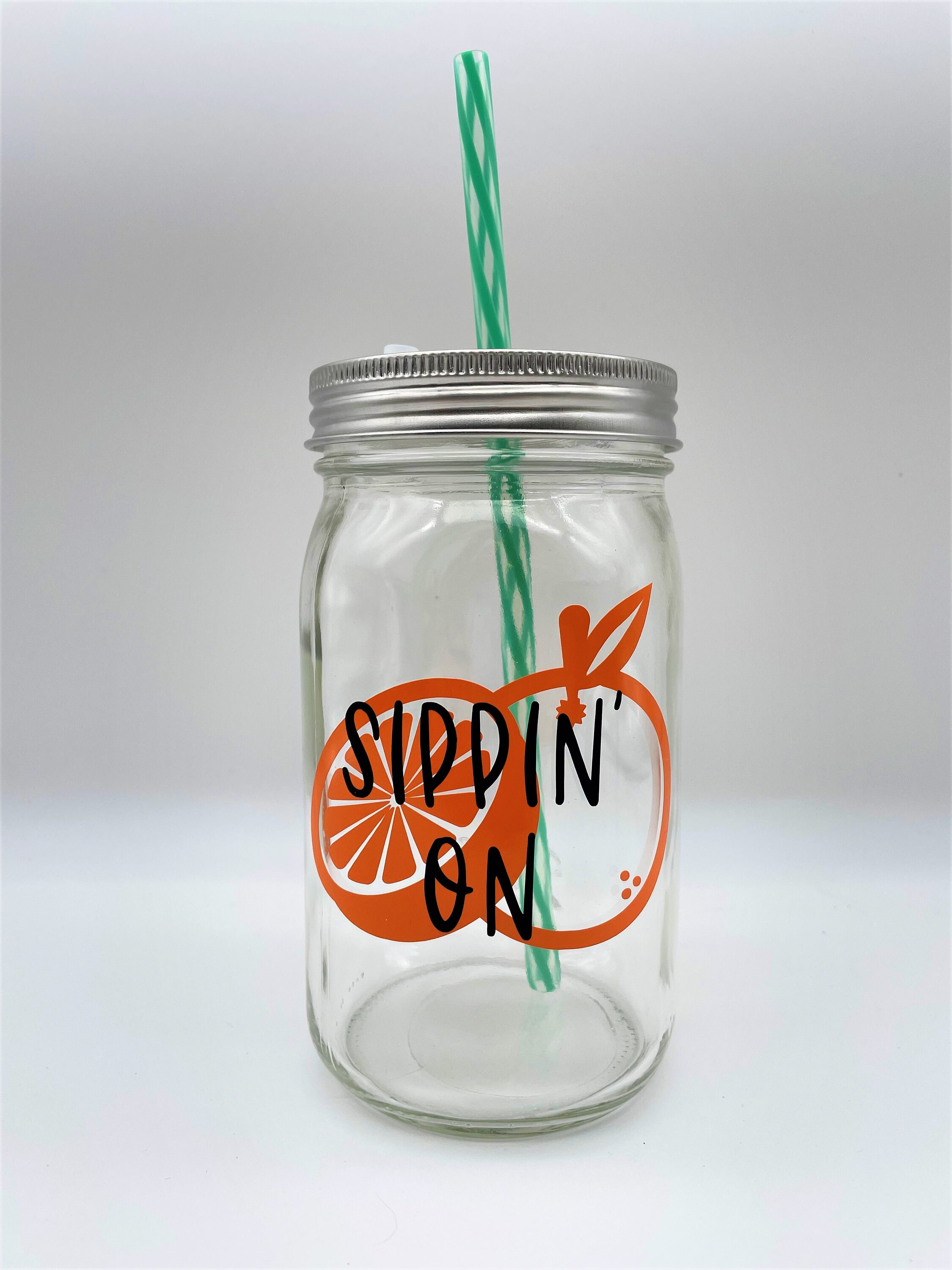 Sippin On Gin and Juice Mason Jar Quart Straw Cup Mason Jar Etsy