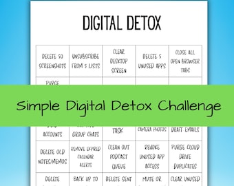 Digital Detox Bingo Printable, Declutter Phone & Tech Challenge Game, Digital Organization Habit Tracker, Screen Clean Reset PDF Download