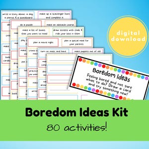 Interativo Boredom Buster: Cartões de atividades para crianças e kit de potes para impressão para diversão e aprendizado independentes