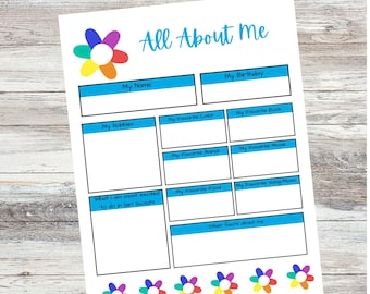 Printable Daisy Girl Scout All About Me; New Troop Member All About Me, Daisy Questionnaire, new girl handout, Daisy All About Me PDF