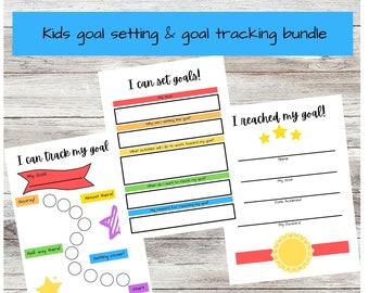 Printable Kids goal setting; I can set my goals! I can track my goals! I reached my goal! printable, PDF bundle 3 pages, kids