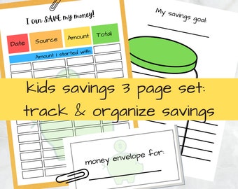 Printable Kids Money Savings Tracker: Financial Literacy Envelope Kit for Children's Cash Management