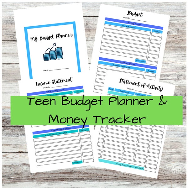 Printable teenager budget kit: monthly income & expenses tracking, money management, budget planning, financial literacy, kids PDF