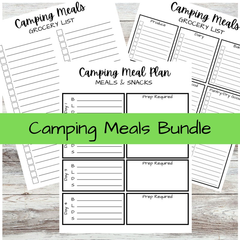 Camping Meal Planning List - Etsy