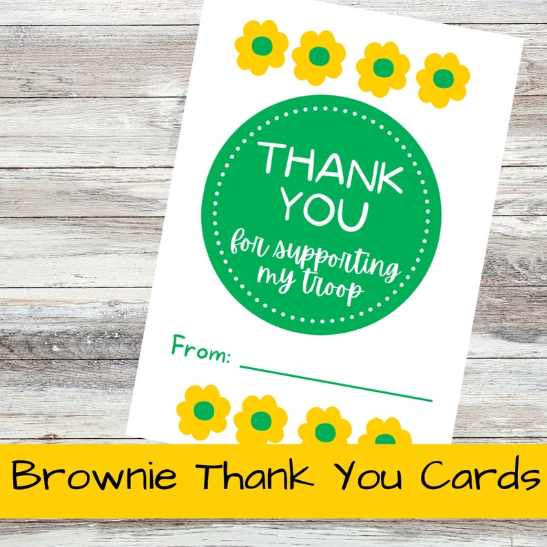 Brownie Girl Scouts Thank You Cards Printable; Cookie Sales, Fall ...