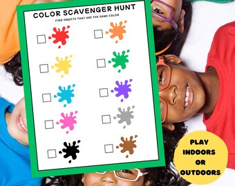 Color Scavenger Hunt Printable -  Color learning game,  Preschool kindergarten game, Fun Digital PDF for Kids - Instant Download