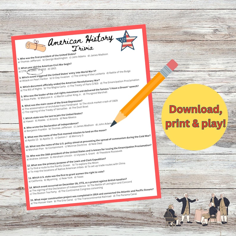 American History Trivia Game, US History Quiz, American Trivia Quiz ...