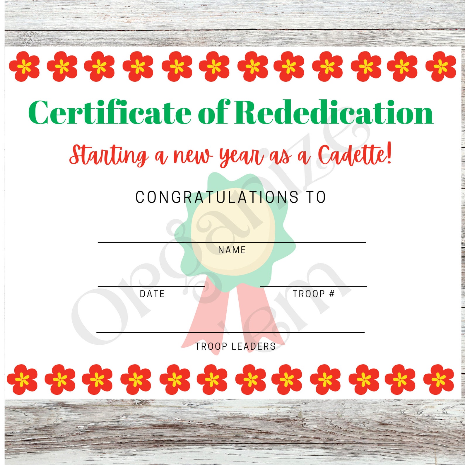 Cadette Girl Scouts Certificate Printable, Rededication Certificate ...