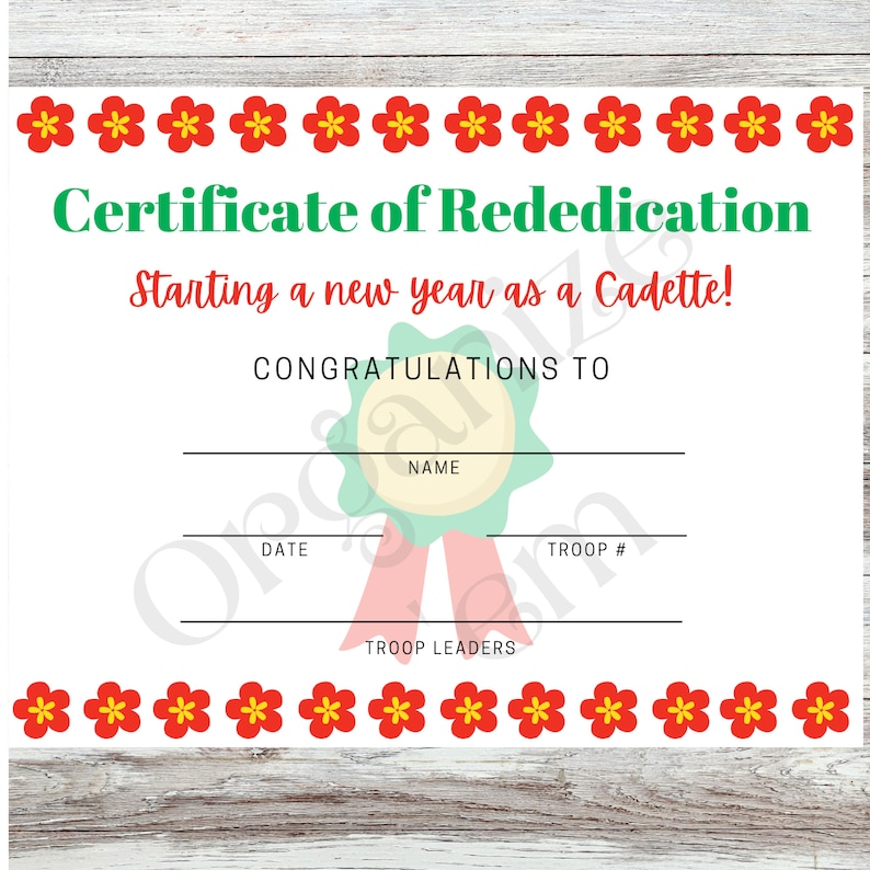 Cadette Girl Scouts Certificate Printable, Rededication Certificate ...