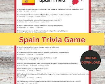 Spain Trivia Game, Spanish quiz, Spain travel game, Spanish trivia quiz, Spanish culture game, Spain fun game, Spanish knowledge game, PDF