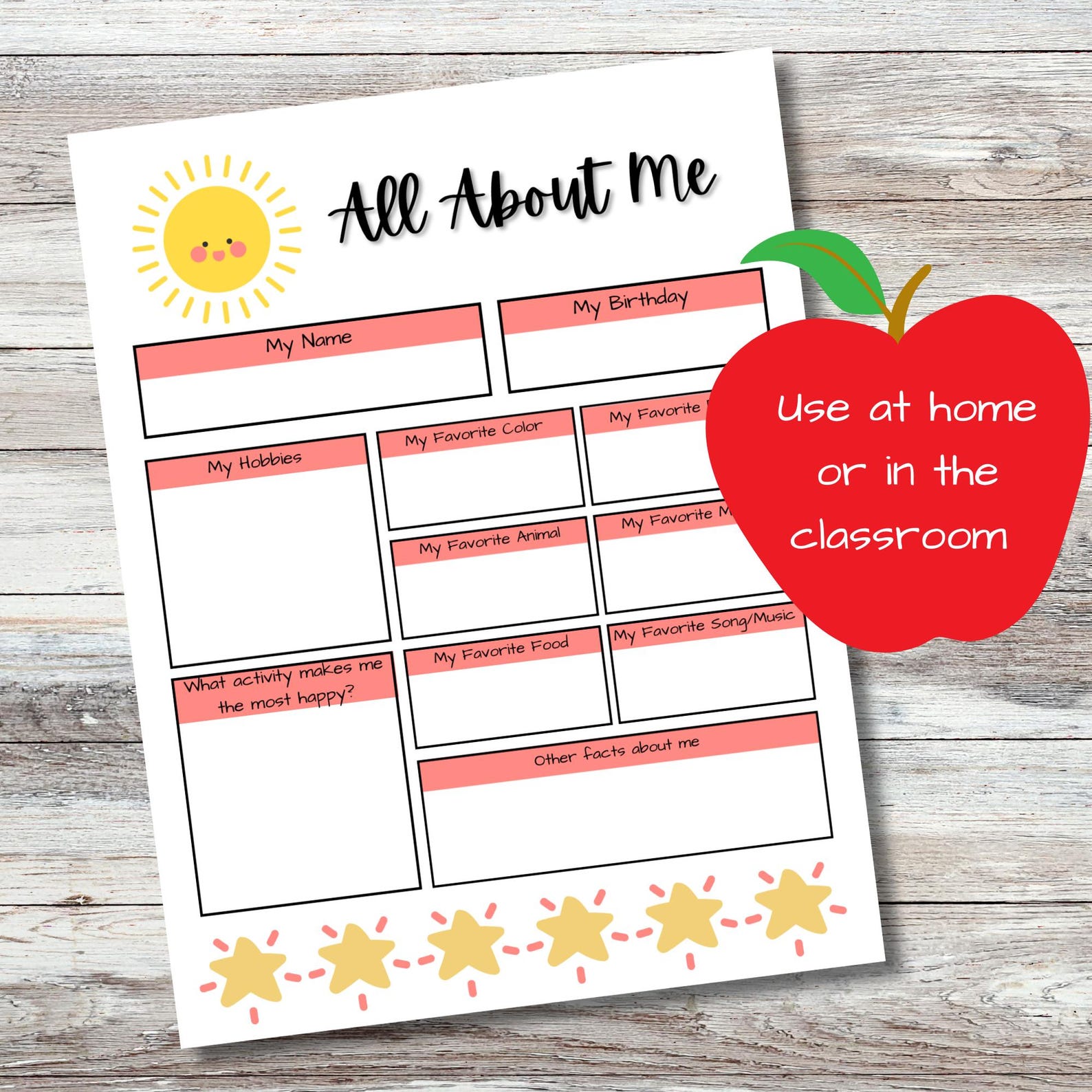 Printable All About Me; Elementary School Activity, About Me ...