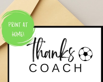 Printable Soccer Coach Thank You Card | DIY Foldable 5x7 Card | Instant Download | End of Season Gift | Soccer Team Appreciation