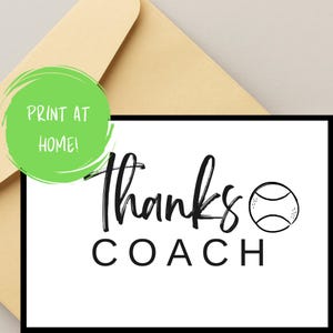 de remerciements imprimable pour entraîneur de tennis | DIY pliable 5 x 7 cm | Téléchargement instantané | Cadeau de fin de saison | Appréciation de l'équipe de tennis