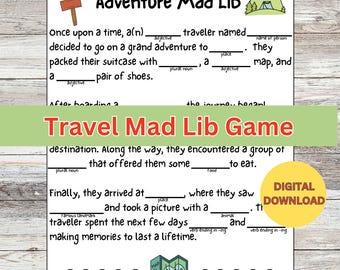 Travel Mad Libs, Kids word game, travel games, family road trip game, vacation game, kids game, PDF