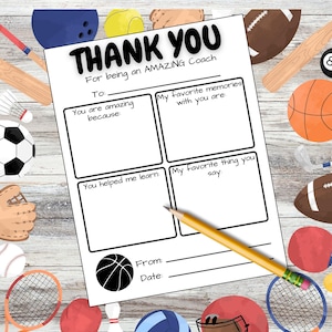 Carta de agradecimiento para entrenador de baloncesto imprimible: regalo del equipo en formato PDF rellenable, agradecimiento al entrenador de baloncesto al final de la temporada, descarga instantánea.