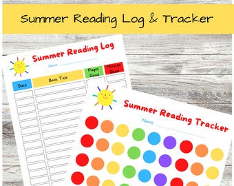 Summer Reading Log and Summer Reading Tracking bundle; kids reading log, kids reading tracker, printable  PDF