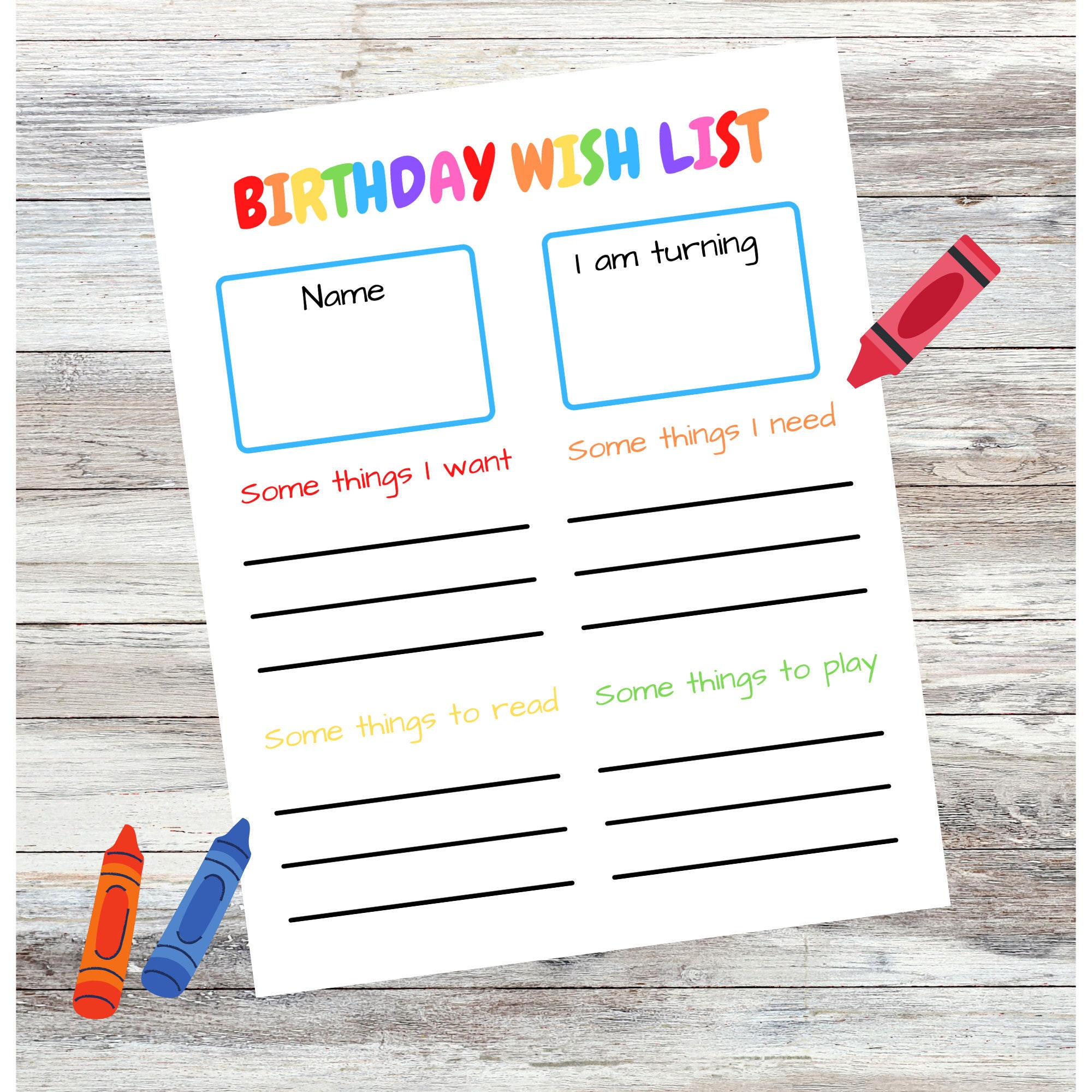 Birthday Wish List Template
