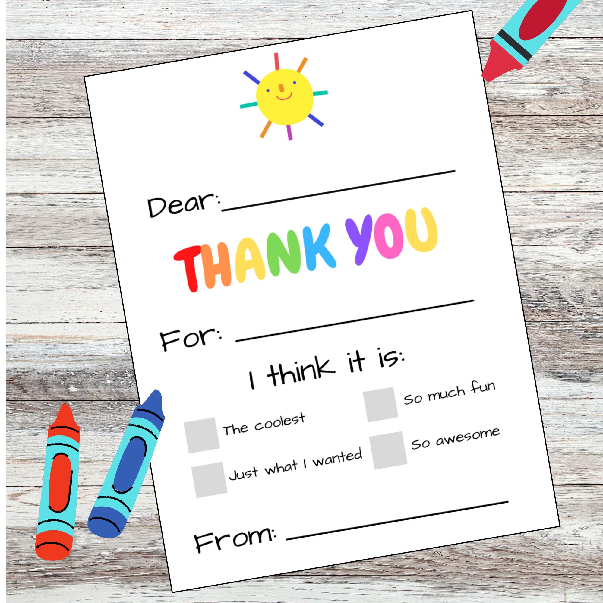 printable fill-in-the-blank thank you cards for kids - birthday