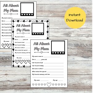 All About Mom, Printable Mothers Day Gift, All About My Mom Coloring ...