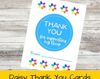 Daisy  Girl Scouts Thank You cards printable; Cookie sales, Fall Product, troop volunteer, print, fill in PDF printables