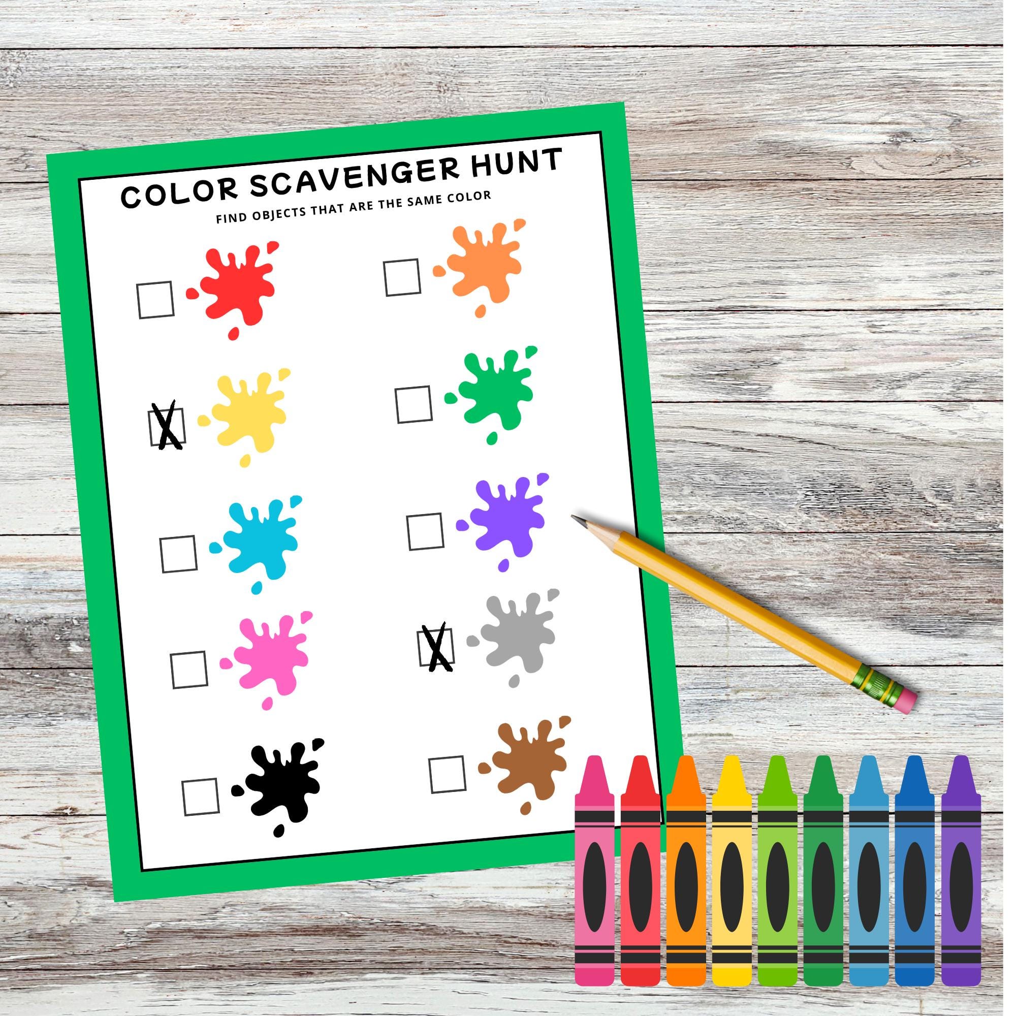 Color Scavenger Hunt Printable - Color Learning Game, Preschool