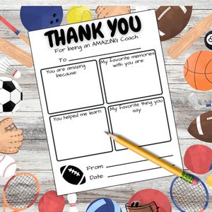 Carta de agradecimiento imprimible para entrenadores de fútbol (PDF rellenable) / Regalo del equipo / Agradecimiento al entrenador de fútbol al final de la temporada / Descarga instantánea