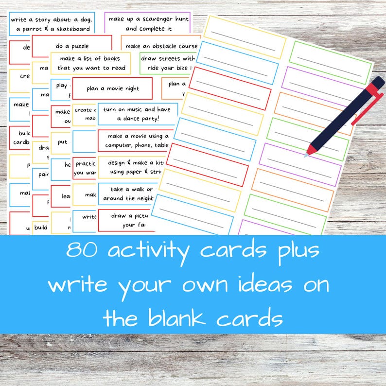 Interactive Boredom Buster: Kids Activity Cards and Printable Jar Kit ...