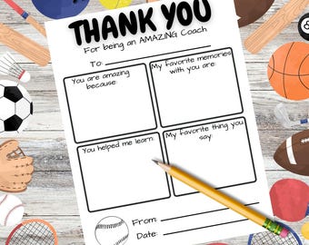 Printable Baseball Coach Thank You Letter – Fillable PDF Gift from Team | End-of-Season Baseball Coach Appreciation | Instant Download Gift