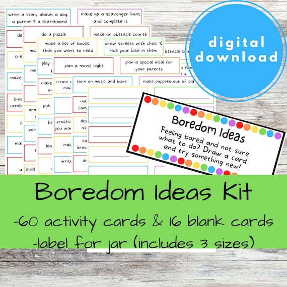 Bored Jar cards boredom jar kit kids activity cards I'm