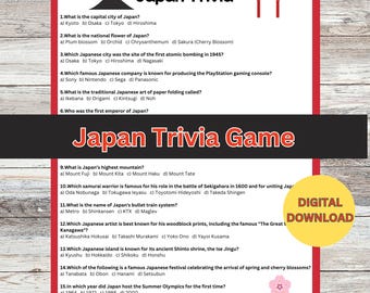Japan Trivia Game, Japanese quiz, Japan travel game, Japanese trivia quiz, Japanese culture game, Japan fun game, Japanese knowledge game