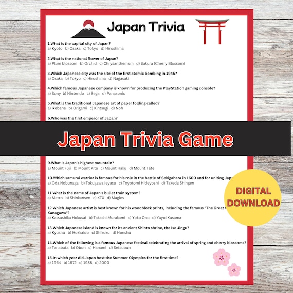 Japan Trivia Game, Japanese Quiz, Japan Travel Game, Japanese