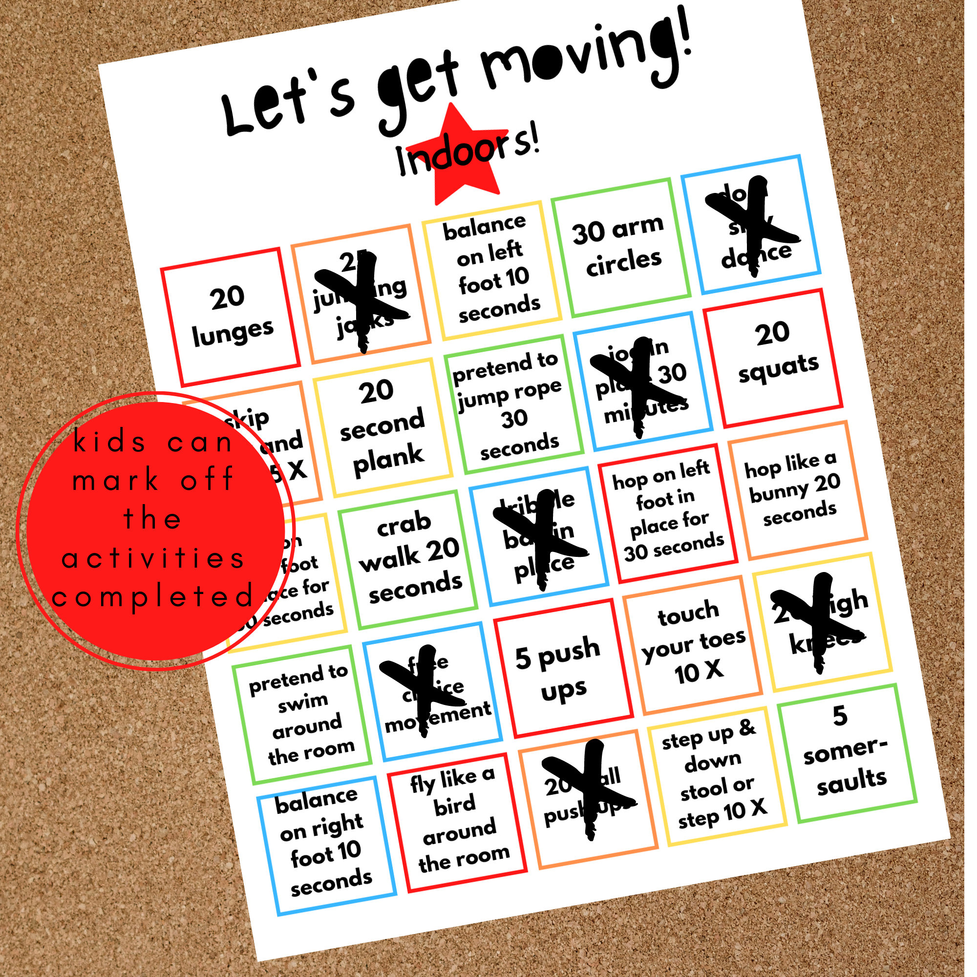 Printable Kids Exercise Activities; Indoor, Outdoor, Get Kids Moving ...