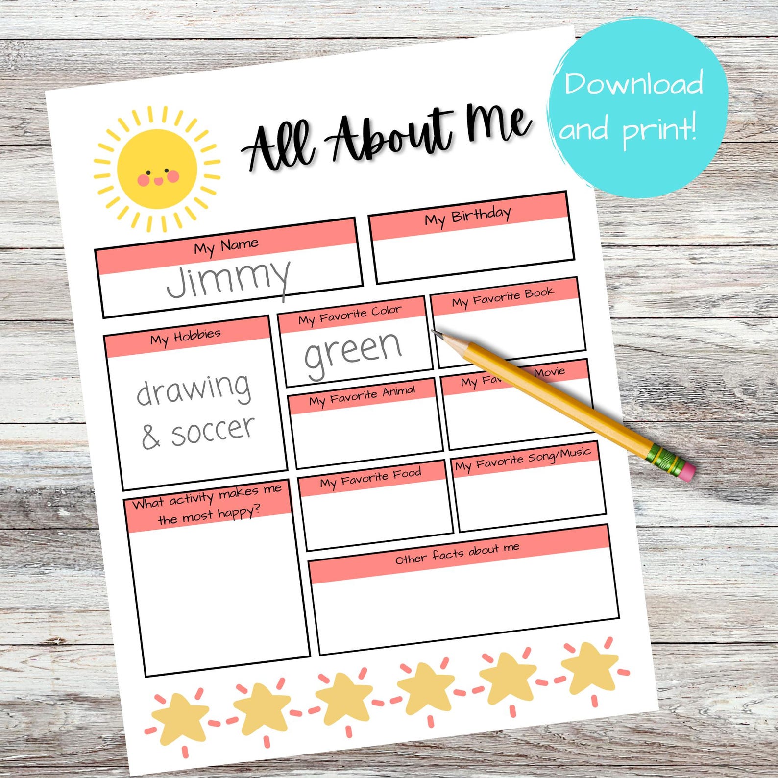 Printable All About Me; Elementary School Activity, About Me ...