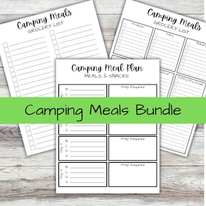 Printable Camping Trip Meal Planner & Grocery List | Travel Food Organizer | PDF Download