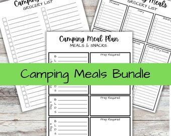 Printable Camping Trip Meal Planner & Grocery List | Travel Food Organizer | PDF Download