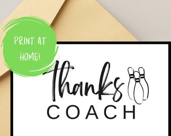 Printable Bowling Coach Thank You Card | DIY Foldable 5x7 Card | Instant Download | End of Season Gift | Bowling Team Appreciation