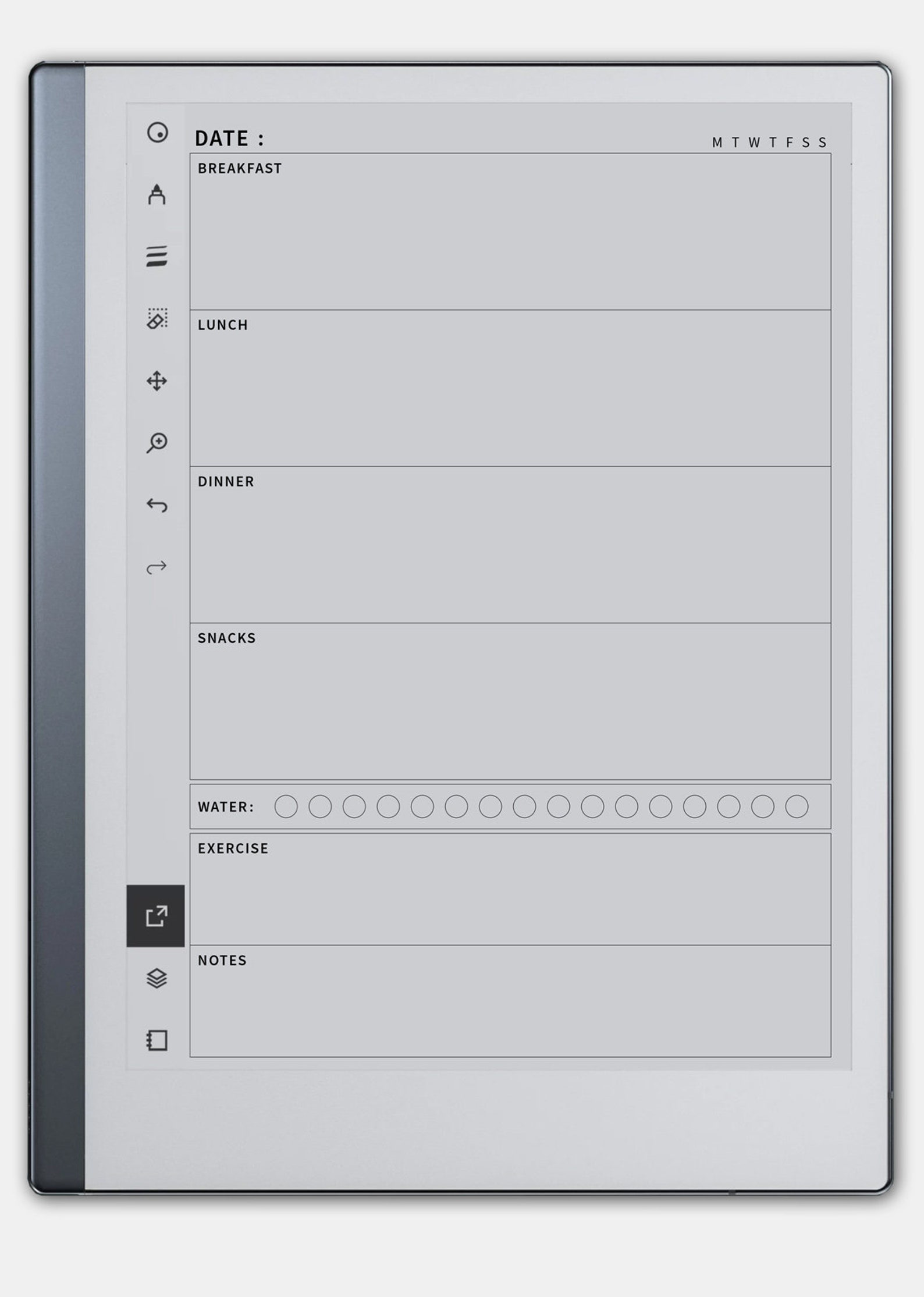 Food & Exercise Planner Remarkable 2 Remarkable 2 Templates