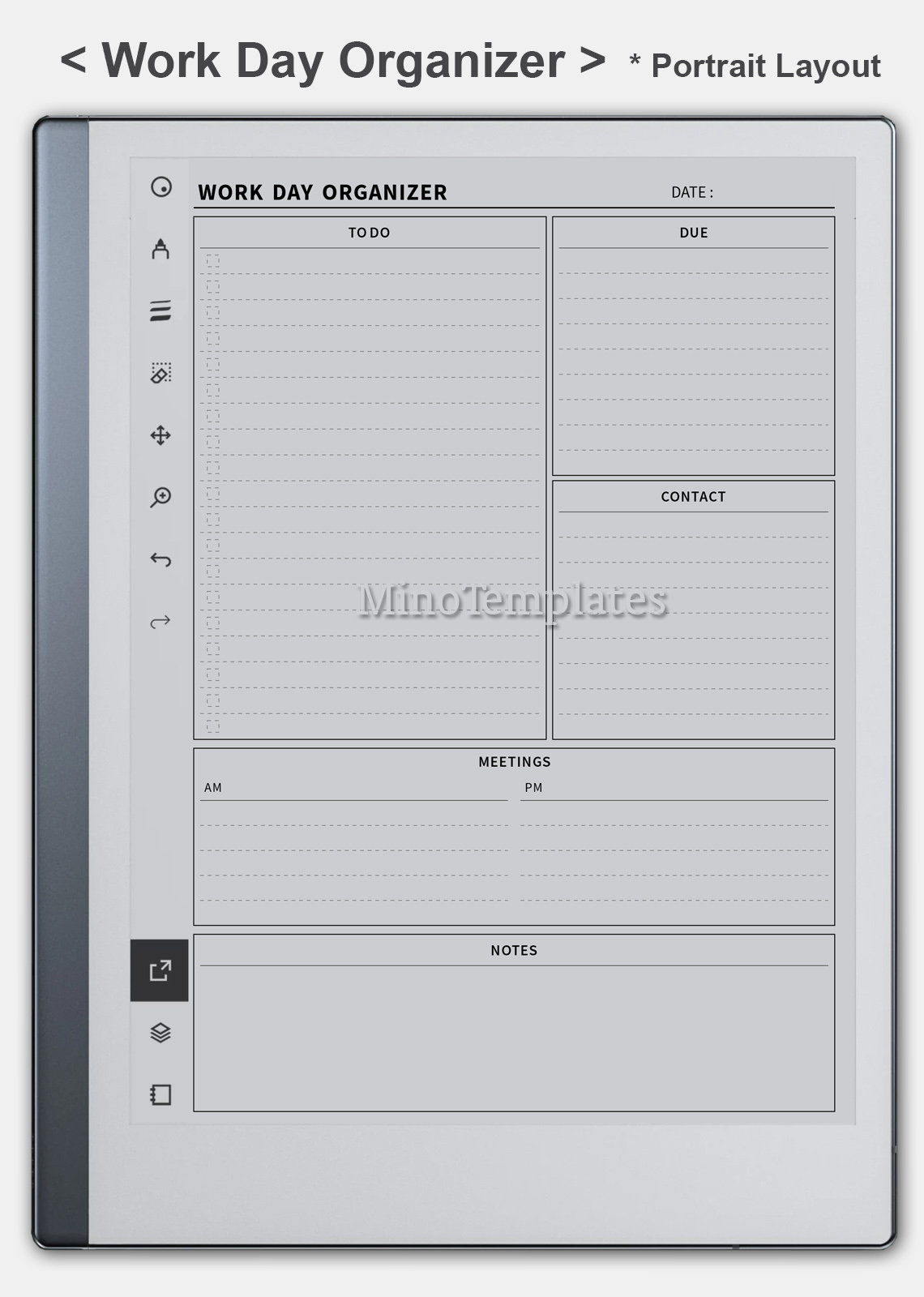 Work Daily Planner Template Remarkable 2 Templates Instant Download PDF ...