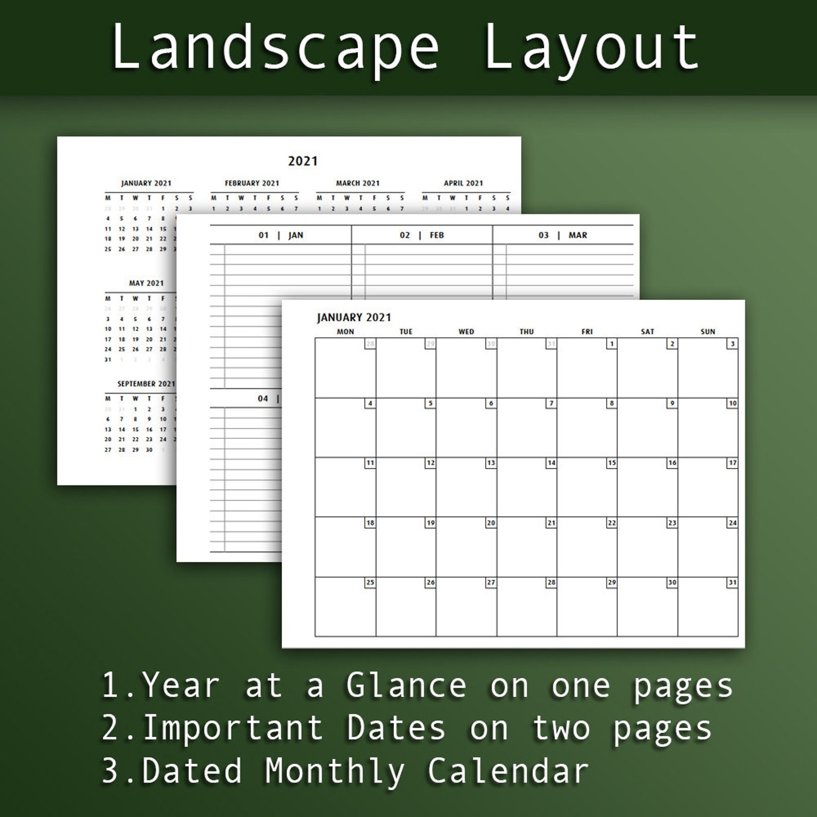 ReMarkable 2 2021 Monthly Calendar Remarkable 2 Templates Etsy