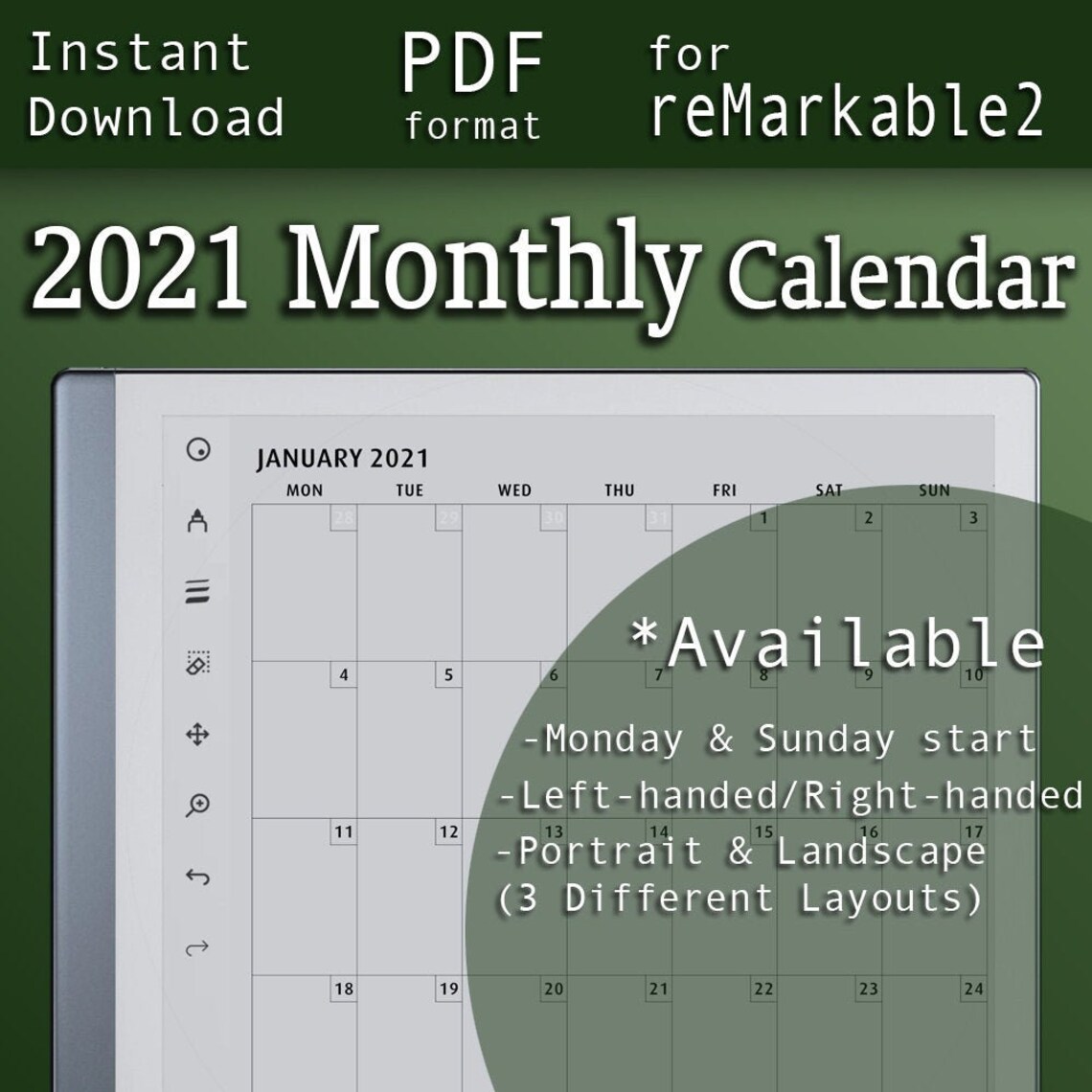 Calendar Template For Remarkable 2
