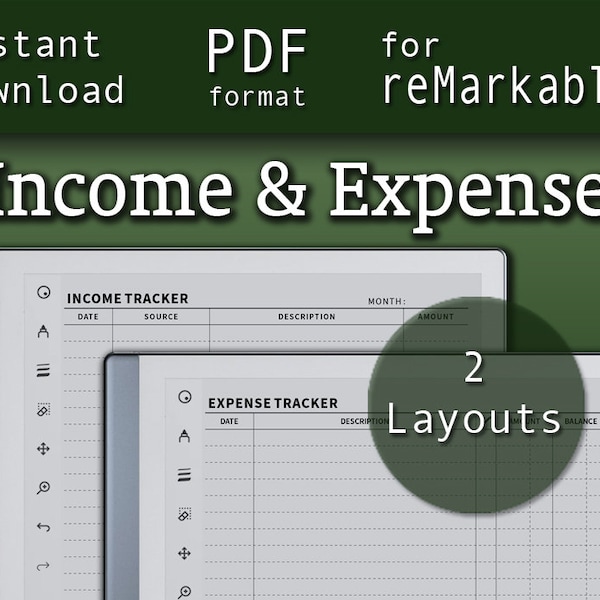 Income & Expense Tracker | bemerkenswerte 2 Vorlagen | Sofortiger Download PDF [30]