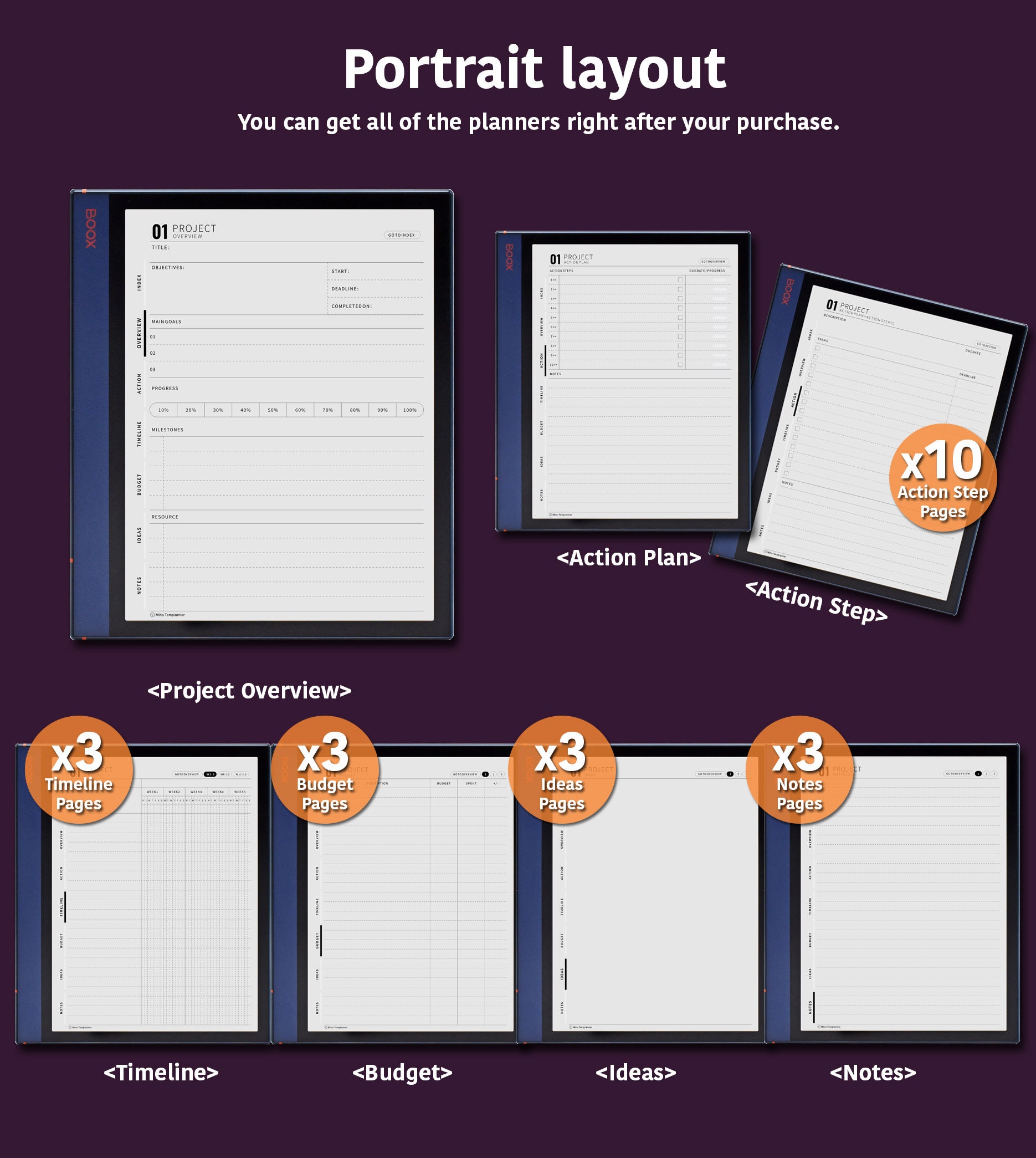 Project Digital Planner Boox Note Air Templates Instant Downloads57